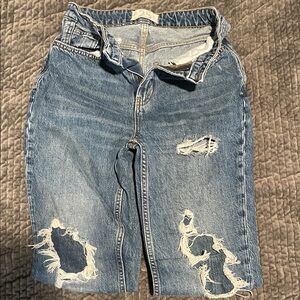 Free People Blue Distressed Boot Cut Jeans